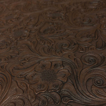 Tooled Faux Leather Western Cowboy, Embossed Vinyl, Craft DIY and Upholstery Pleather Fabric - Cut by The Yard