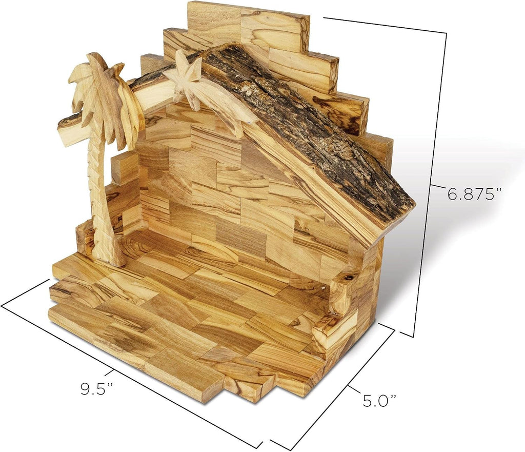 Olive Wood Nativity Set from Bethlehem - Intricately Hand Carved Wooden Nativity Set from the Holy Land with Small