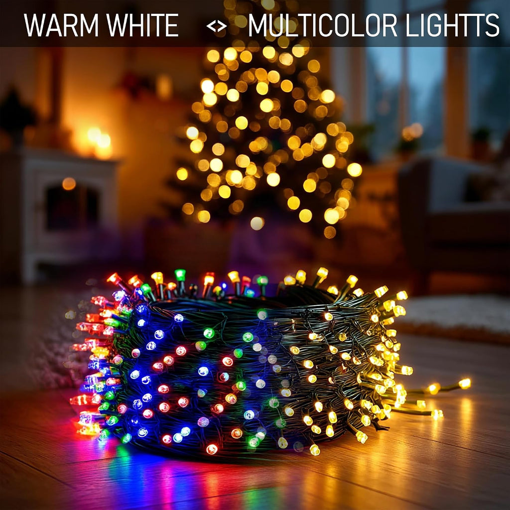 Bright Color Changing Christmas Lights, 328FT 1000LED Warm White & Multi-colored Waterproof String Lights with Remote