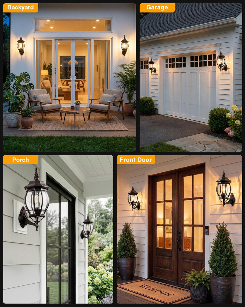 Bronze Large Dusk to Dawn Exterior Porch Light Wall Mount, Anti-Rust