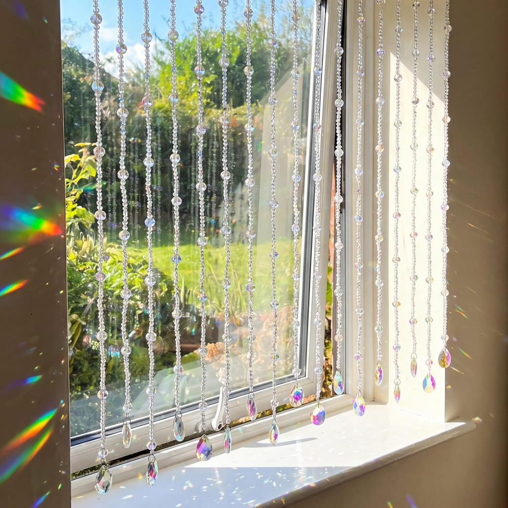 12 Pcs Crystal Garland Strands Colorful Crystals Suncatcher Hanging Suncatcher with Chain Pendant Ornament for Window