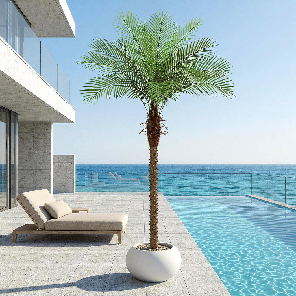 7ft Artificial Phoenix Palm Tree Tall Artificial Palm Trees with 15 Adjustable Leaves, Faux Phoenix Palm Plants for