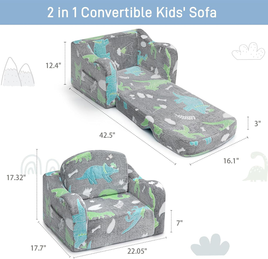 Thick Comfy Kids Chair and Couch,Foldable Plush Sofa with Pocket