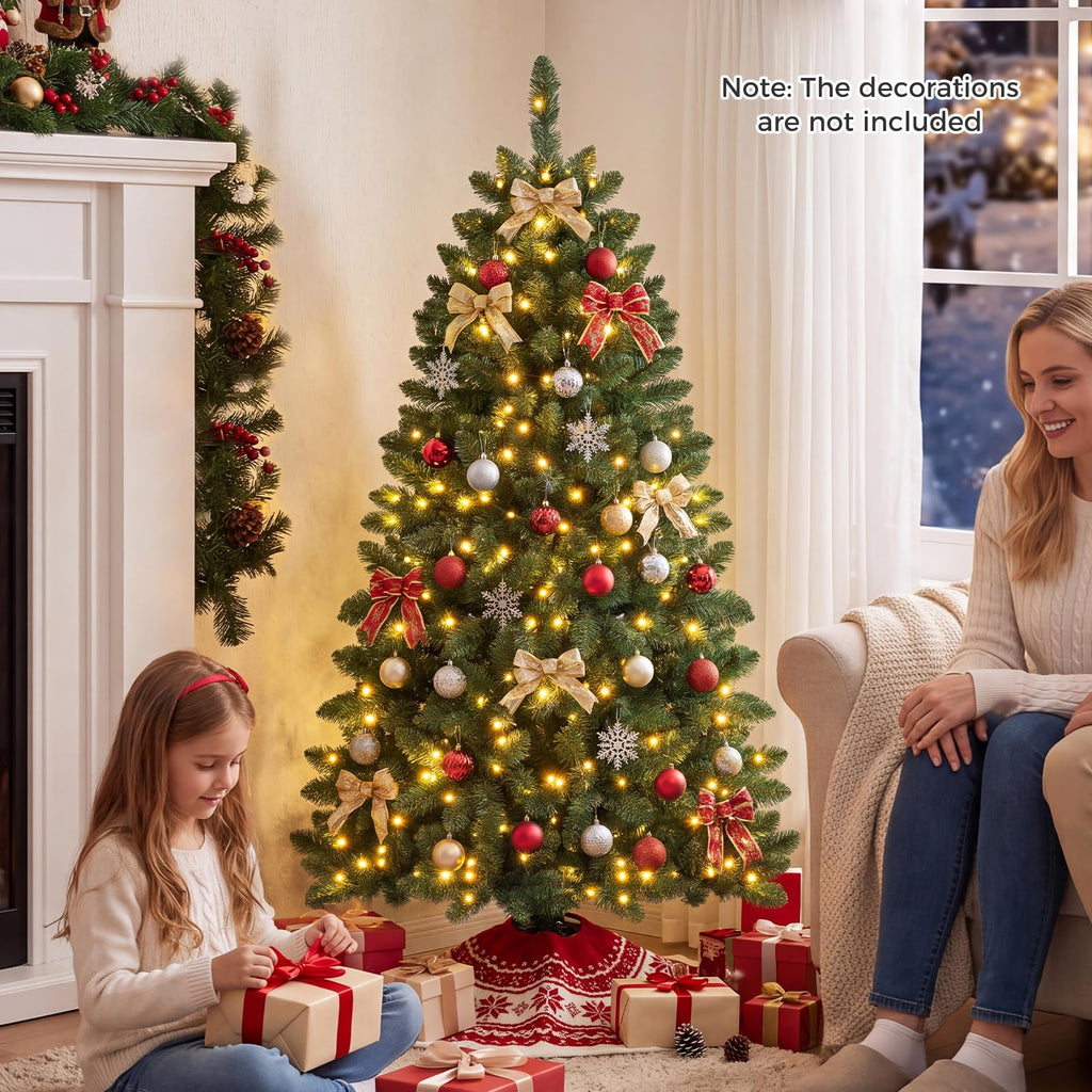 5 FT Artificial Pre-Lit Half Christmas Tree for Wall and Corner