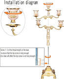 Metal Candelabra 17" Height, Candle Holder with 5 Arms,Antique Bronze Furnish Candle Holder, Centerpiece,Wedding