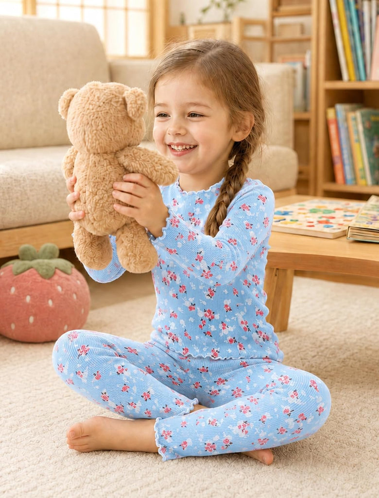 Toddler Girls Pajamas Bamboo Viscose Long Sleeve Snug Fit 12M