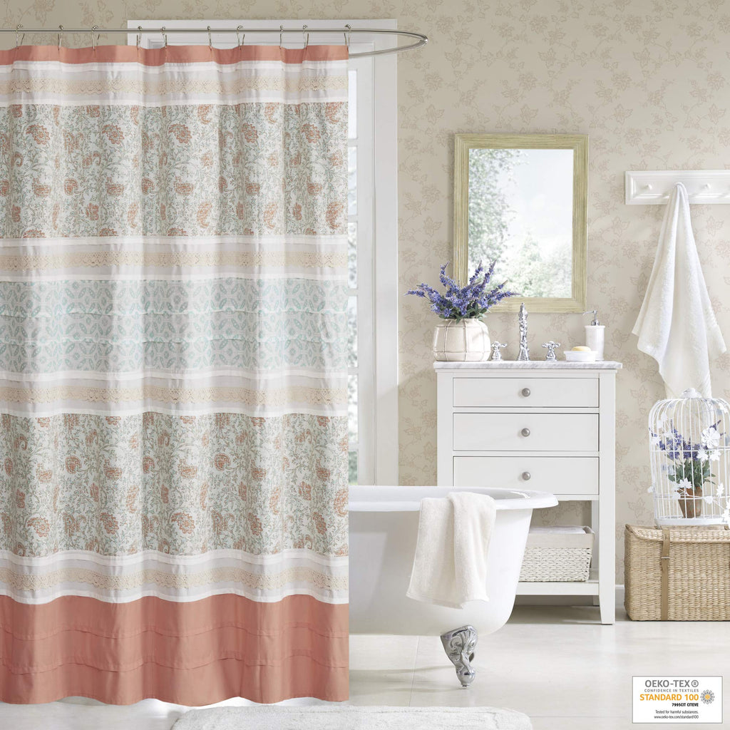 Shabby Chic Cotton Fabric, 72"x72", Coral