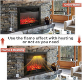 28.5" Electric Fireplace Insert, Wall Recessed/Mounted, Freestanding Fireplace with Remote Control