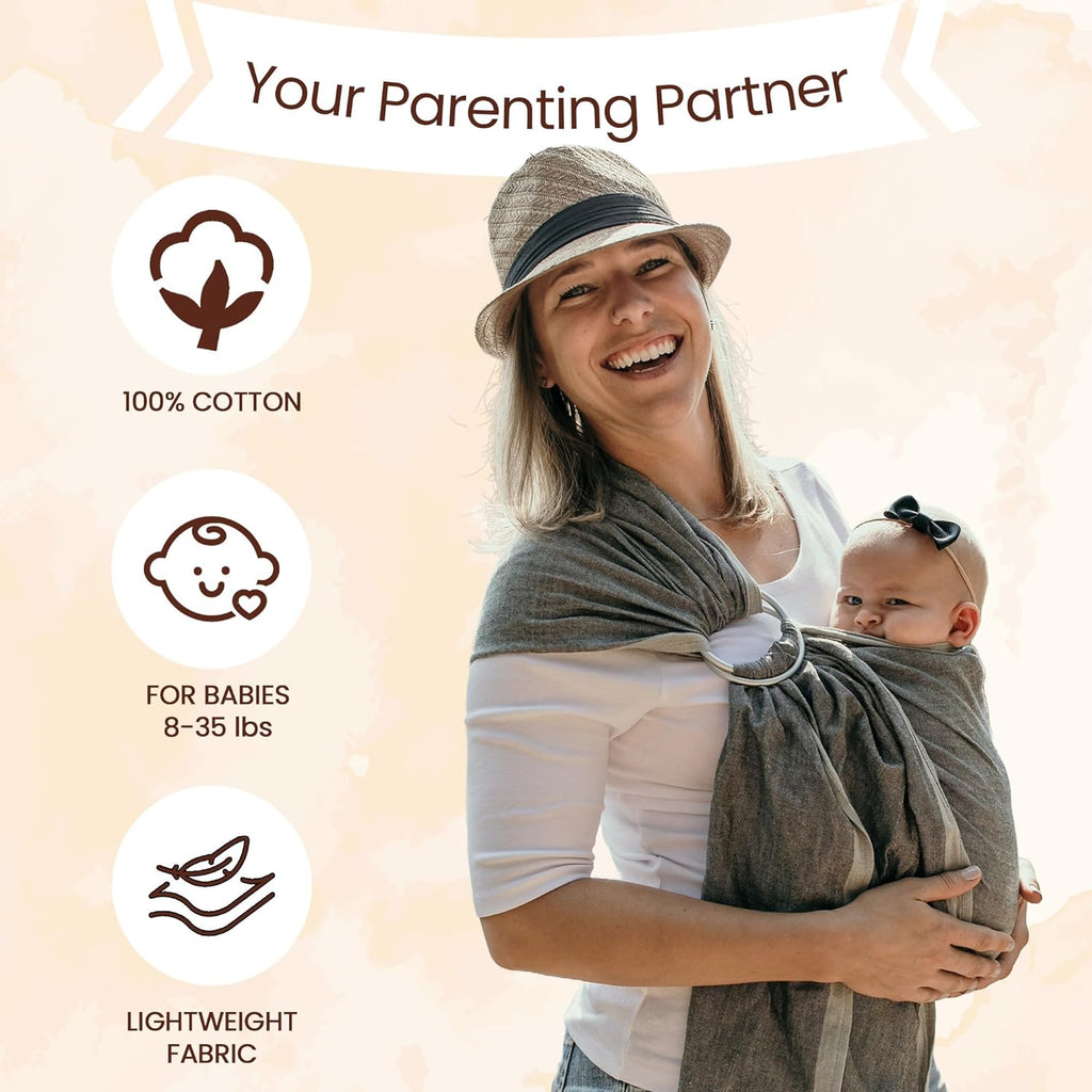 Ring Sling - Linen Newborn Carrier for Infant to Toddler