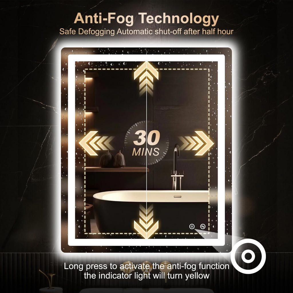 36x30 LED Bathroom Vanity Mirror with Lights, Anti-Fog, Dimmable