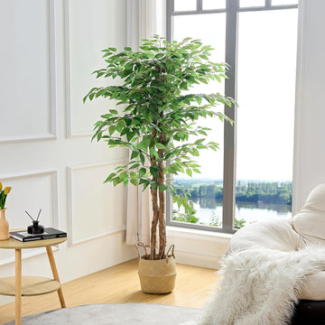 Artificial Ficus Tree with Sturdy Nursery Pot, 5FT Faux Silk Plant Outdoor Home Garden Decor, 1 Pack