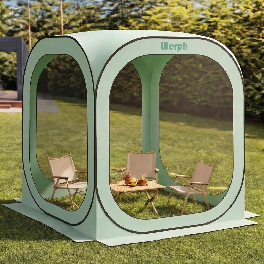 6x6 Pop-Up Screen Tent, Mosquito Net Gazebo, UV Resistant, Green | Roof Waterproof Screen Canopy