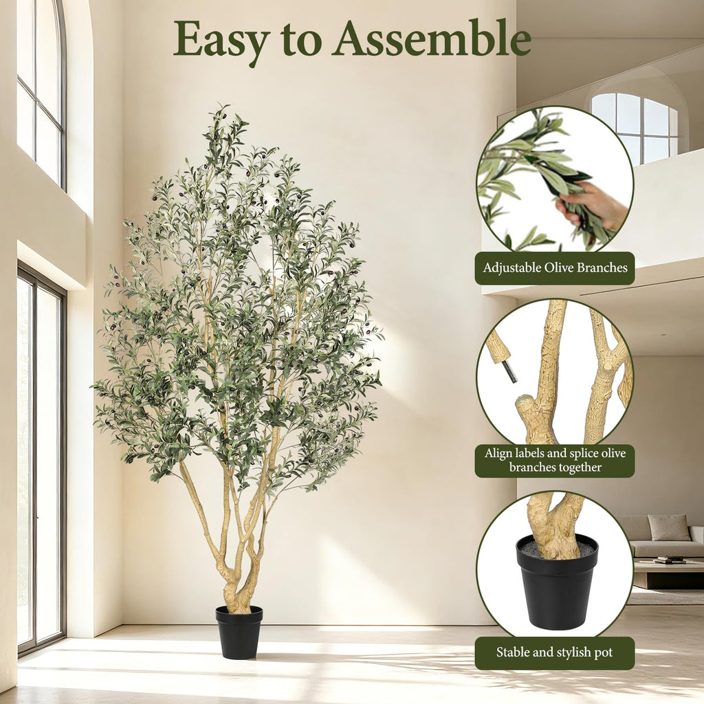 Large Artificial Olive Tree 9ft with UV Resistant in Black Planter