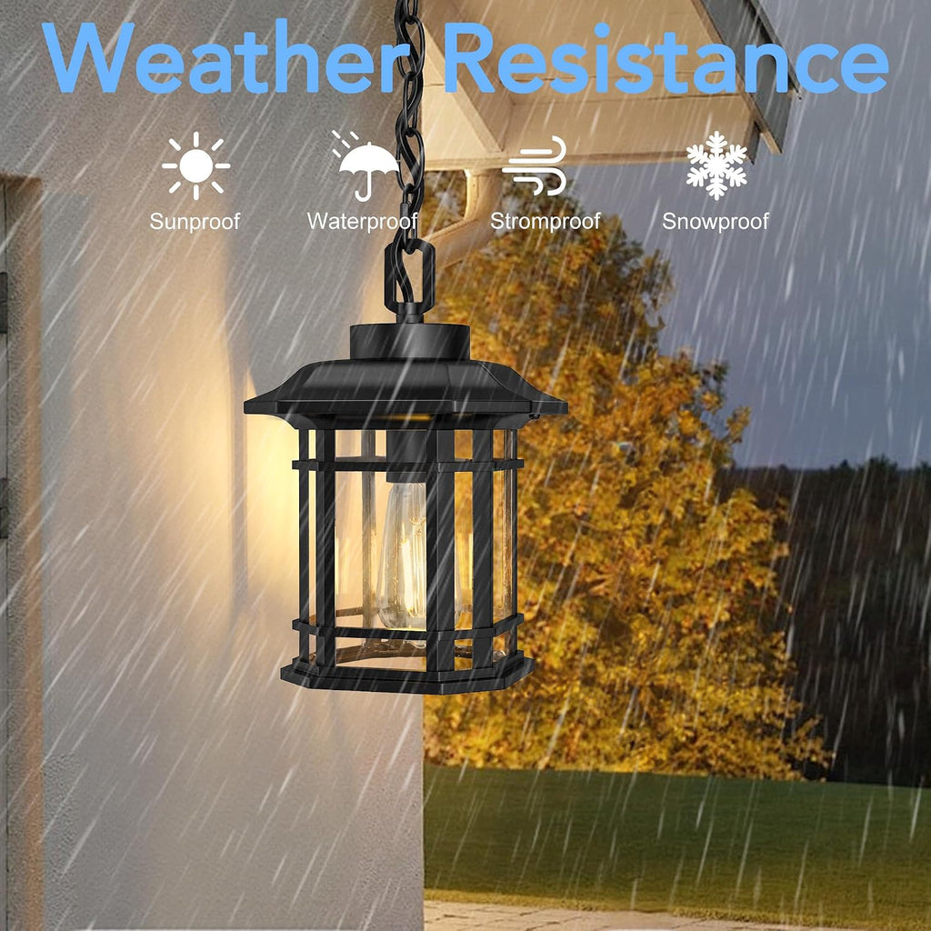 Outdoor Pendant Light Fixture, Exterior Hanging Lights, Hanging Lantern with Adjustable Chain