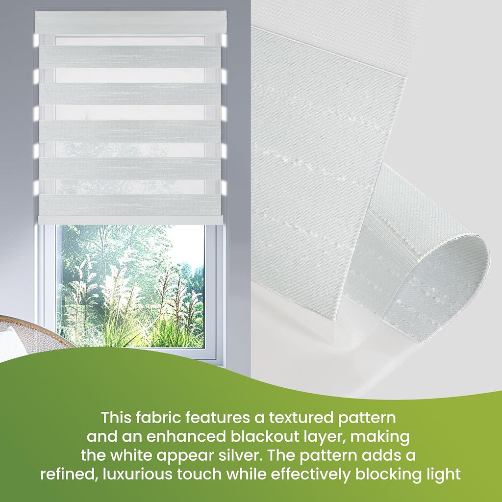 No Drill No Tools Cordless Dual Layer Zebra Blinds for Windows, Blackout Zebra Shade for Indoor Windows,Easy to