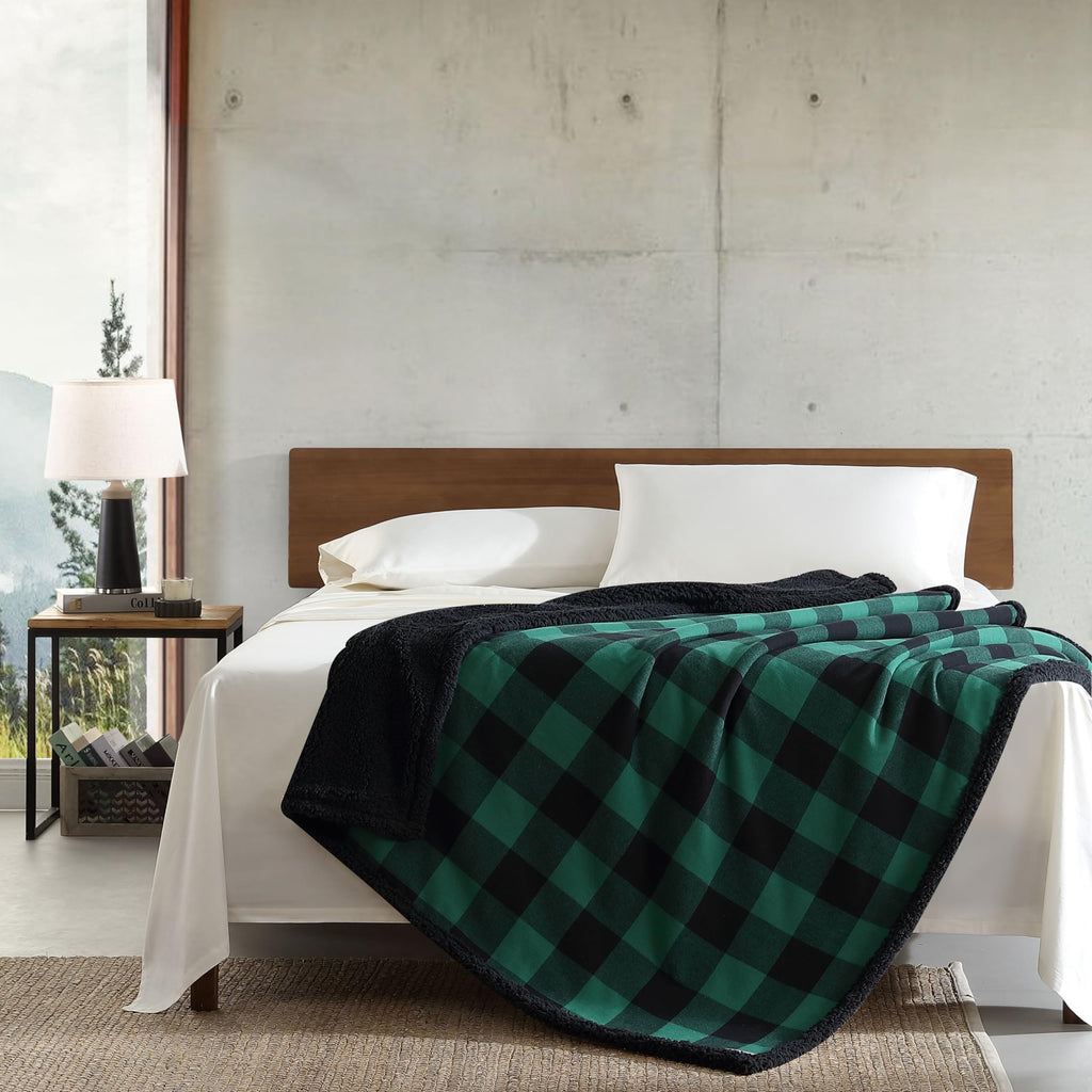Reversible Sherpa Throw Blanket for Bed or Couch, 50 x 60