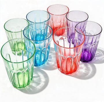 Plastic Drinking Glasses Set of 8, 15oz Plastic Cups Reusbale Tumblers Camping, Water Cup Set with Gradient Color