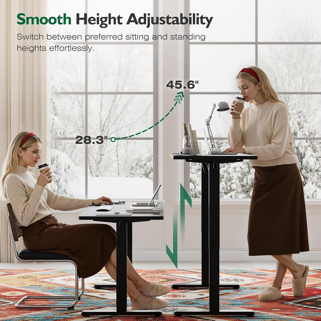 Electric Standing Desk 55"x24"Height Adjustable Sit Stand Up,Black | Ergonomic Computer Workstation Desk with Memory