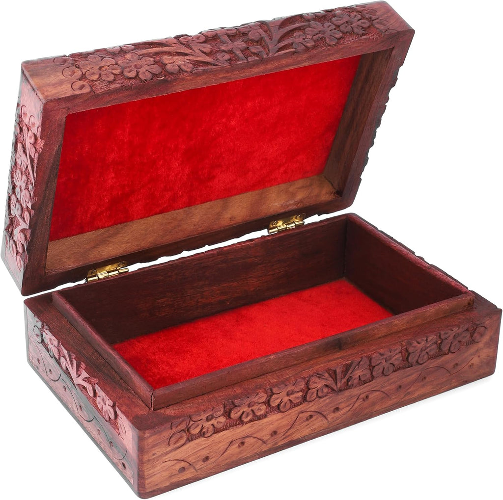 Hand Carved Wooden Keepsake Box, Tree of Life Jewelry Box for Women