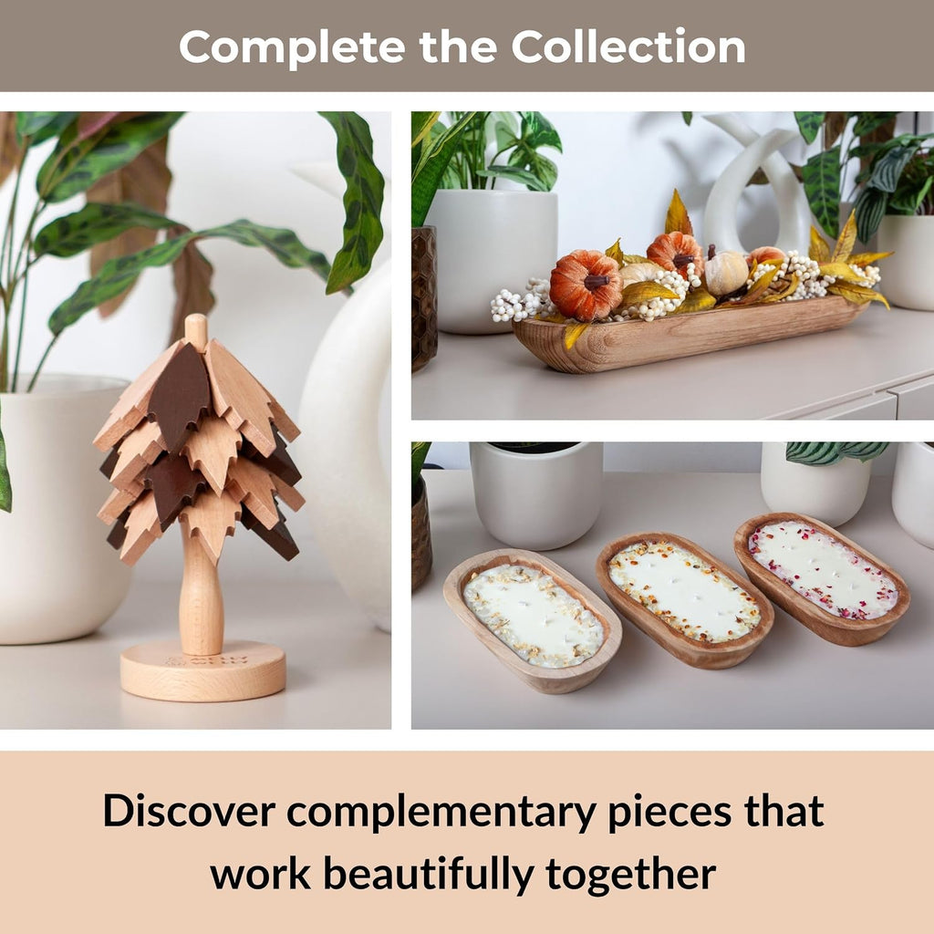 Expandable Wooden Tree Trivet Set - Modular Leaf Design, Non-Slip Silicone Base, Heat Resistant Pot Stand, Decorative