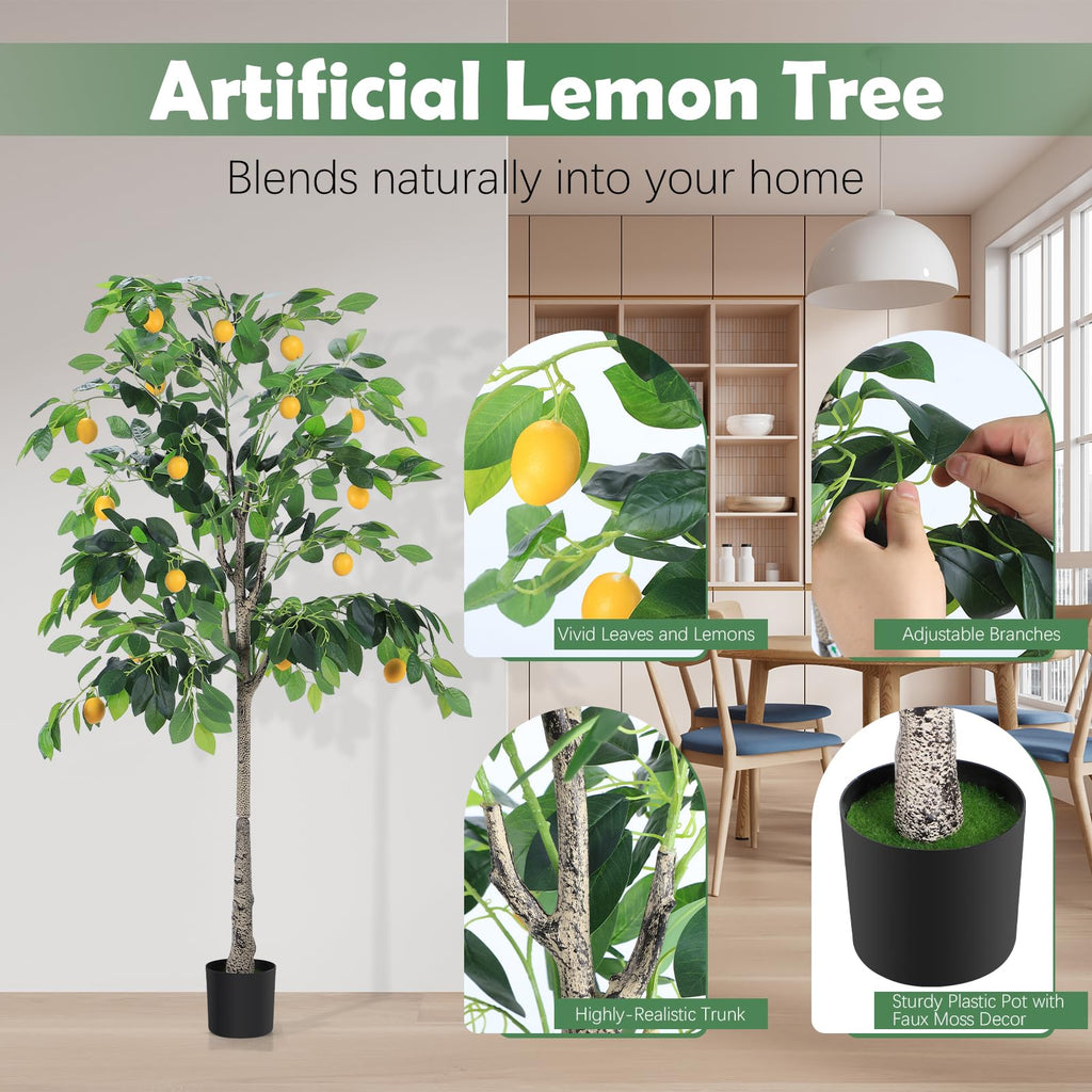 5FT Artificial Lemon Tree, Indoor Outdoor Home Decor