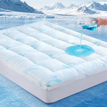 100% Waterproof Full Mattress Topper, Viscose Derived from Bamboo | Cooling Pillow Top Memory Foam Mattress Topper
