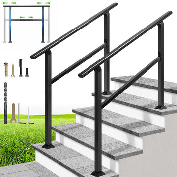4 Step Adjustable Straight Oval Hand Rails for Outdoor Steps