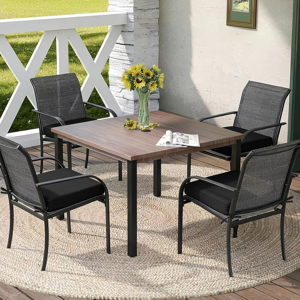 Outdoor Chair Cushions Set of 4,Waterproof Patio Cushions for Outdoor Furniture with Ties and Hidden Zipper,Memory
