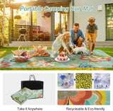 Floral Indoor Outdoor Rug 8x10, Non Slip Outdoor Patio Rug for Camping Picnic, Portable Large Outdoo