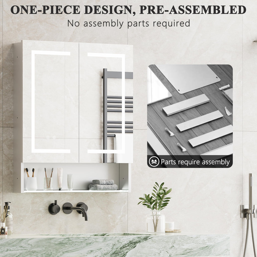 Lighted Medicine Cabinet with Double-Sided LED Mirror, Aluminum Bathroom Mirror Cabinet with Storage, Dimmable 3