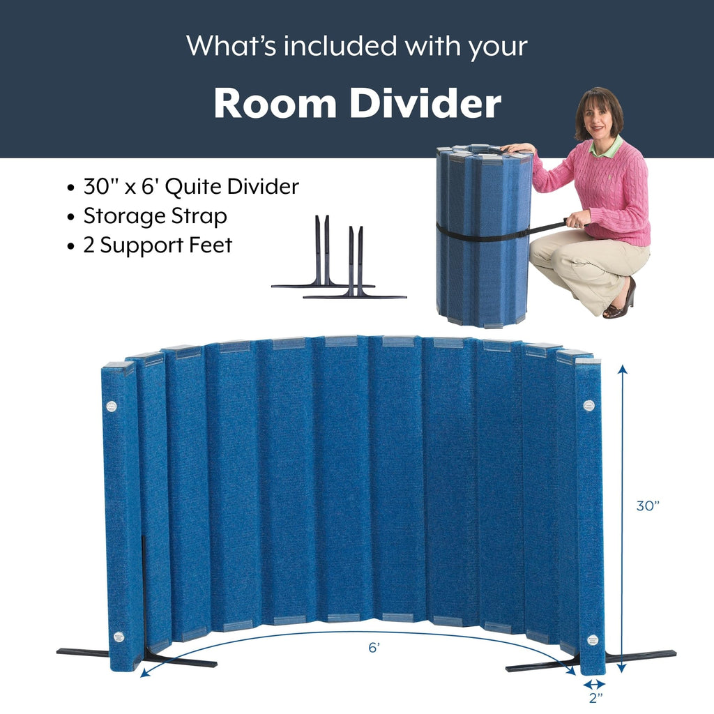 Room Divider, Acoustic Room Divider Panel, Blue, 30" X 6'