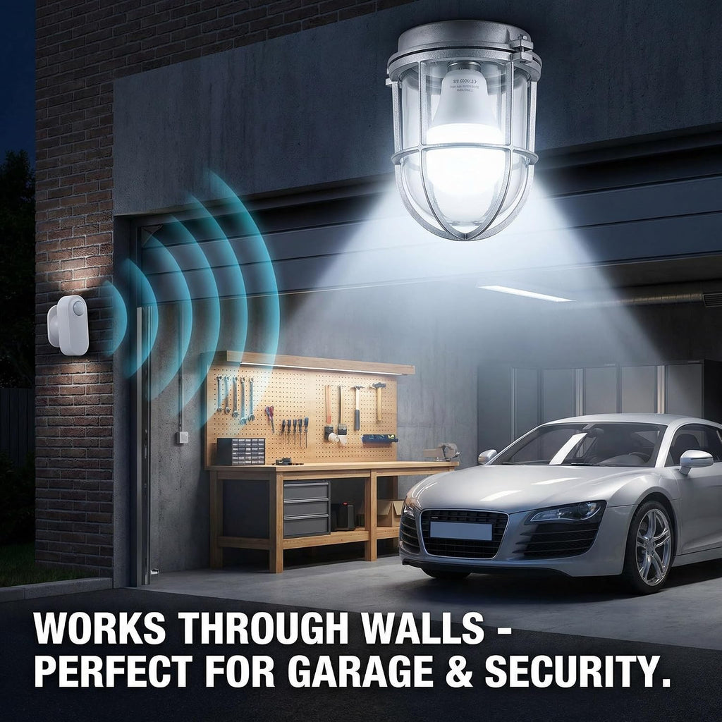 Detached Motion Sensor Light Bulb, Split Design 60W Equivalent A19 E26 LED Bulb, 6000K Daylight White, Wall-Mount