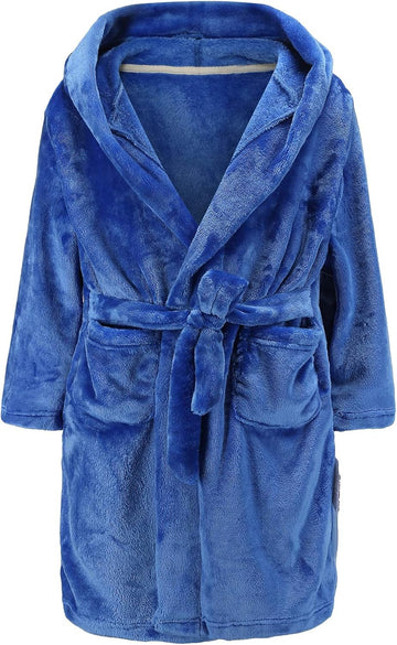Boys' Hooded Bathrobe Kids Plush Fuzzy Fleece Robe Teen boy Soft Spa Robe Girls Sleepwear pajamas Toddler Nightgown