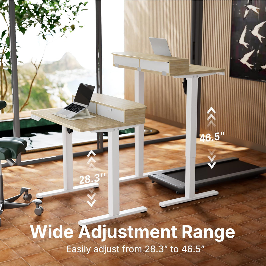 32" X 21" Electric Standing Desk with 2 Drawers, C-Clamp Mount Compatible, Height Adjustable Computer Desk, Home