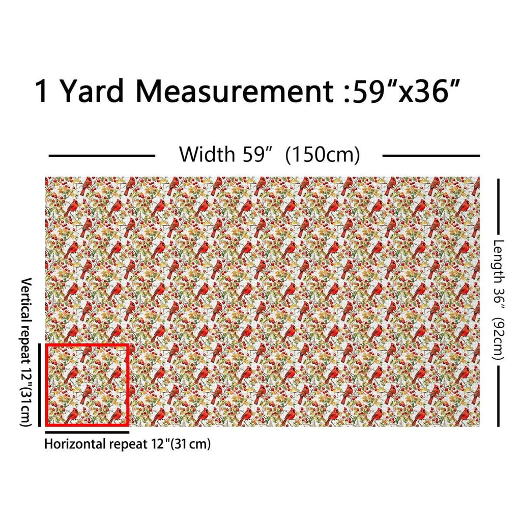Red Cardinal Fabric By The Yard 2 Yards