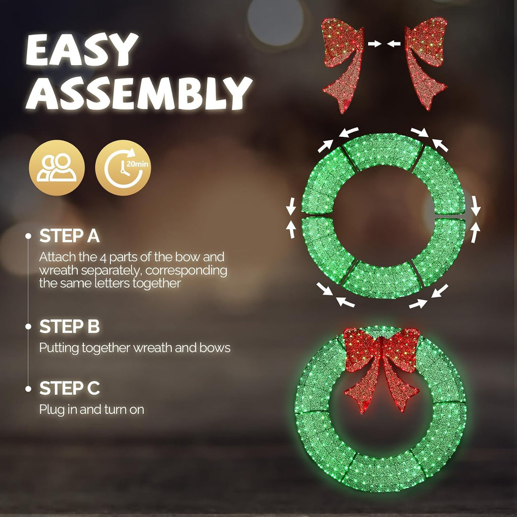 48in Lighted Outdoor Christmas Wreath, Green