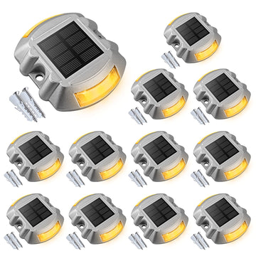 Solar Deck Driveway Dock Lights,Solar Pathway Lights,Warm 12 Pack