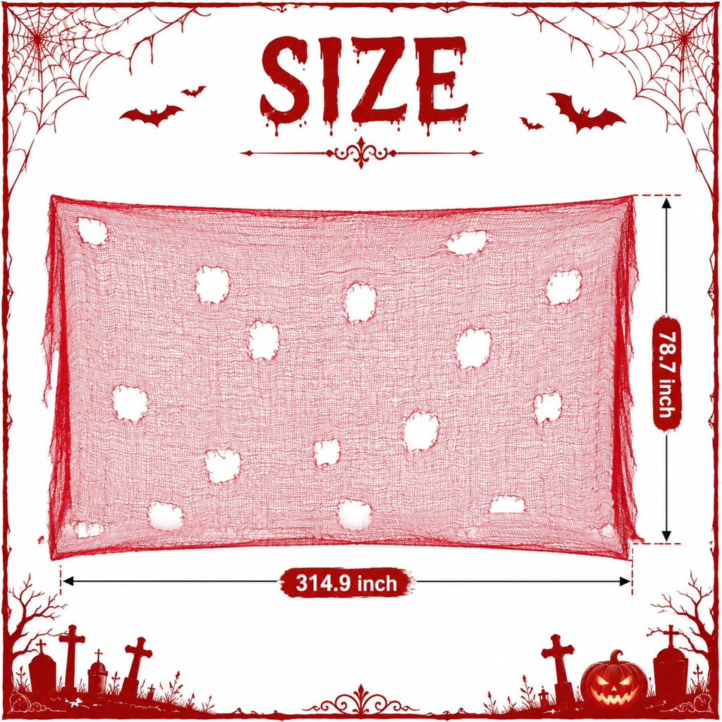 Halloween Creepy Cloth Red 79 X 315 in, Spooky Scary Gauze Decor