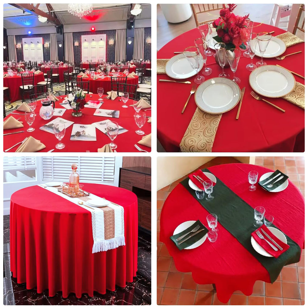 4 Pack Round Tablecloth 120 Inch Polyester Washable Fabric Table Covers for Wedding Dining Table Buffet Parties
