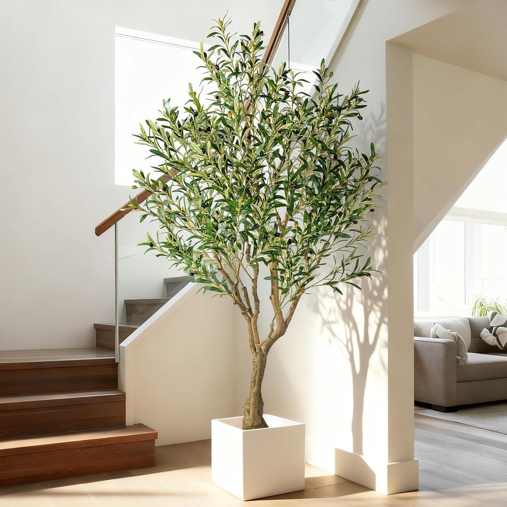 6ft Faux Olive Tree with Pot & Moss Artificial Olive Plant Fake Olive Tree Decor, Large Indoor Artificial Trees Faux