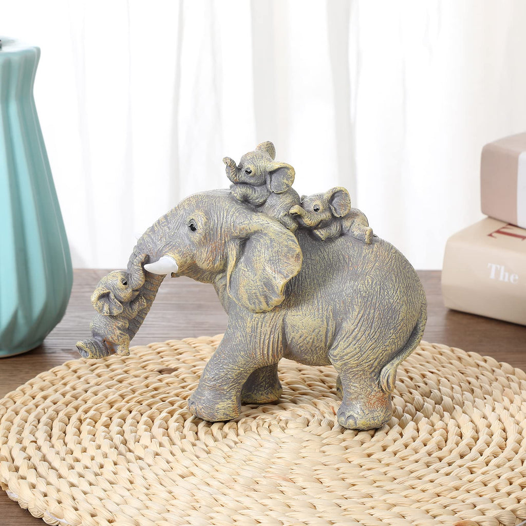 Yellow Elephant Figurine Good Luck Decor Unique Gift