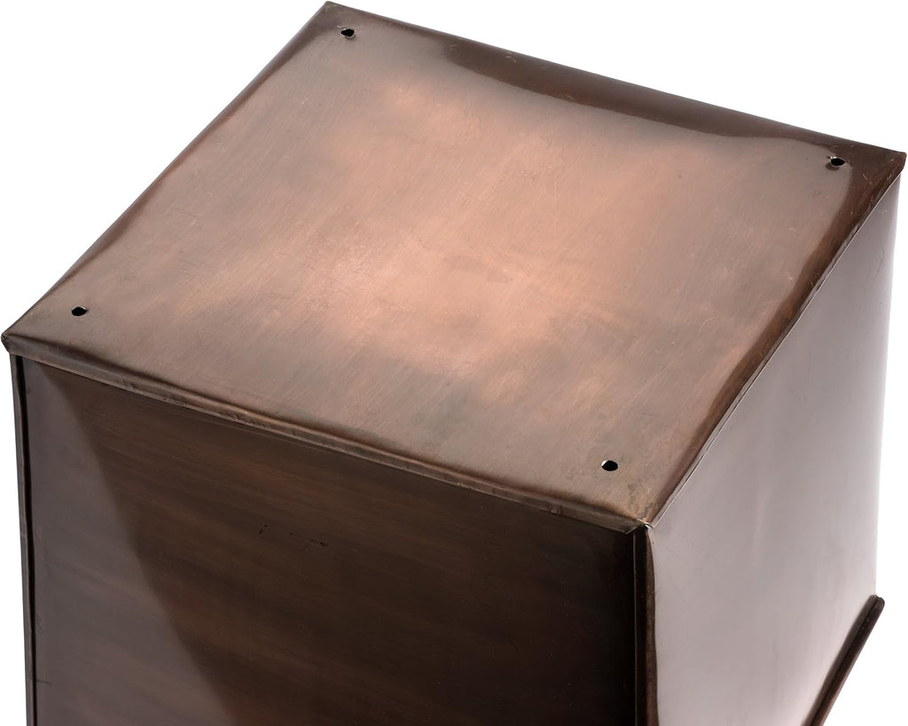 Planter - 36" Tall Antique Copper Finish - Drainage Hole | Outdoor Indoor Garden Pot, Metal Front Entryway Flower