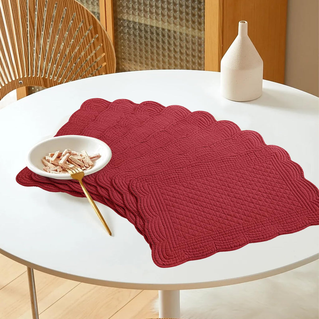 Quilted Placemats Set of 6 Washable-13x18 inches Rectangular Placemats Table-100% Cotton fabric cover and 100%