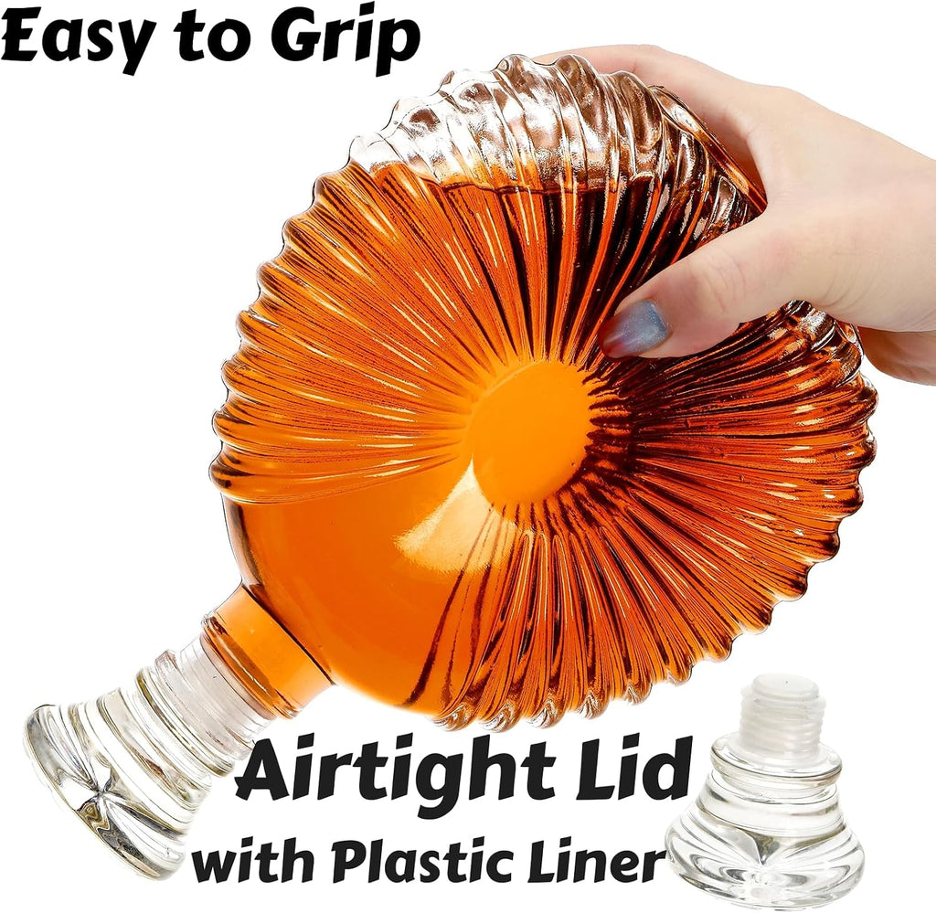 Glass Whiskey Decanter with Airtight Stopper, 25 Oz Crystal Liquor Decanter Lead-free Whiskey Wine Bottle - Set of 3