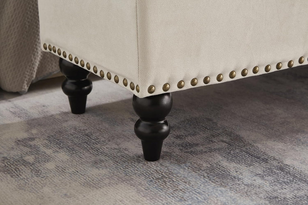 59" Long Storage Ottoman Bench for King Bed End,Linen Upholstered Benches with Storage,Mid Century Modern Bench