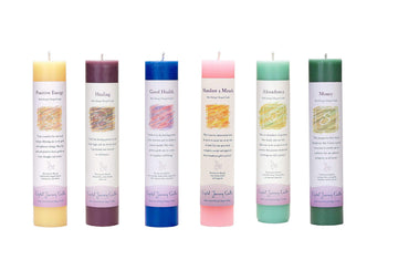 Herbal Pillar Candle with Inspirational Labels - 6 Pack (Positive Energy, Healing, Good Health, Manifest a Miracle