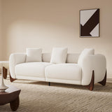 Morden Fort Modern Cloud Couch - 3 Seater Sherpa Boucle Sofa with Wood Legs