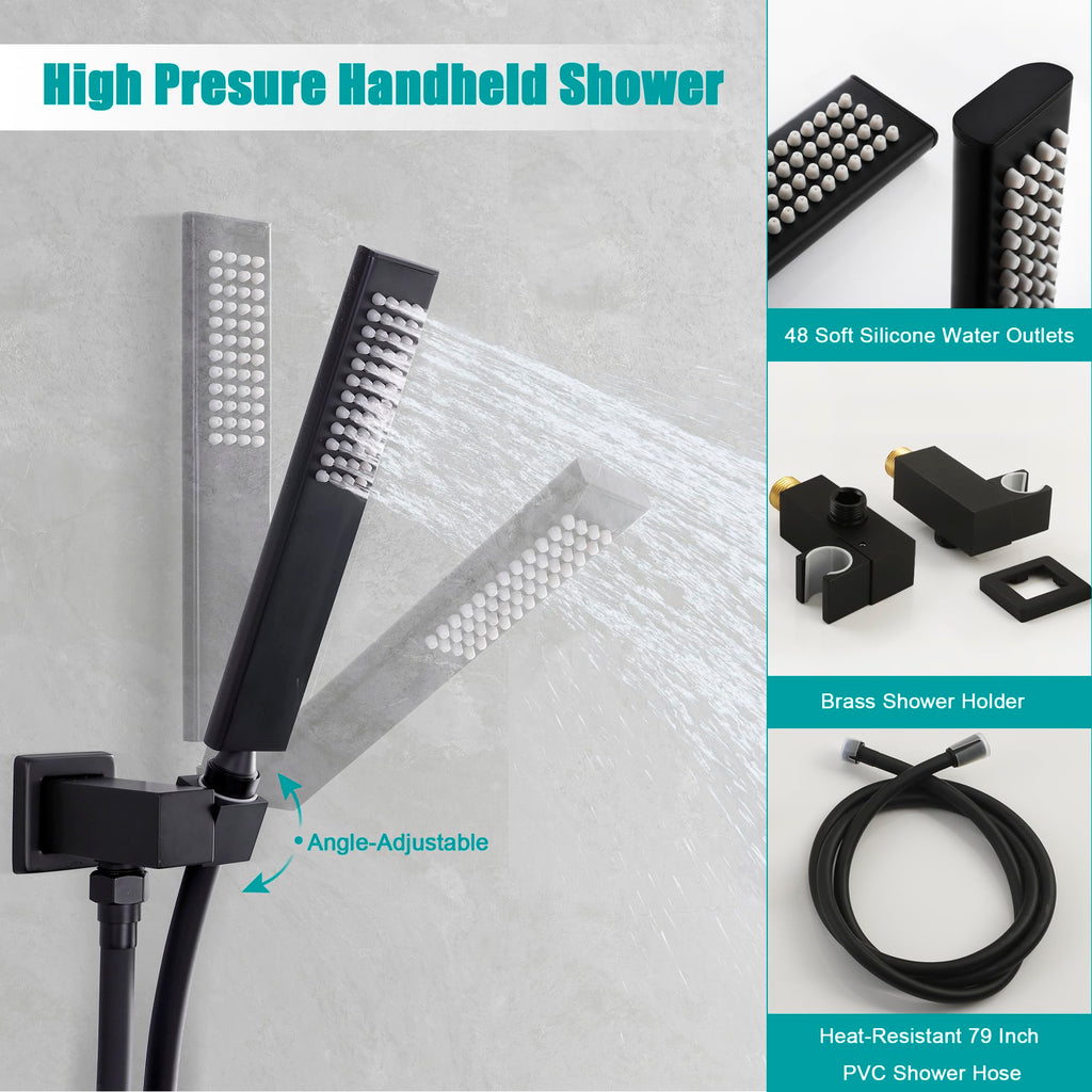 Ceiling Mount Shower System, 12 Inch Shower Head with Dual Shower