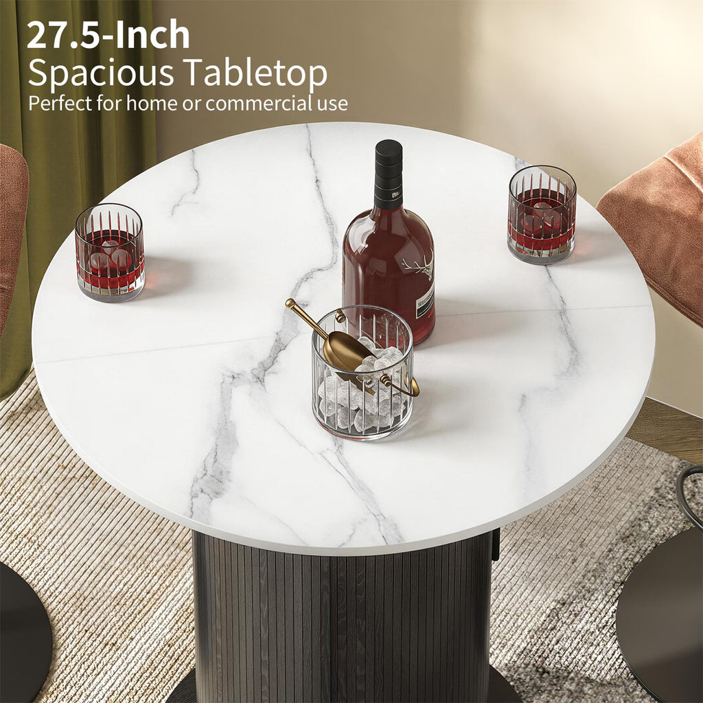 Round Bar Table with 2-Tier Hidden Storage, 38.1" High Top Bistro Pub Table with Footrest, Rustic Coffee Cocktail