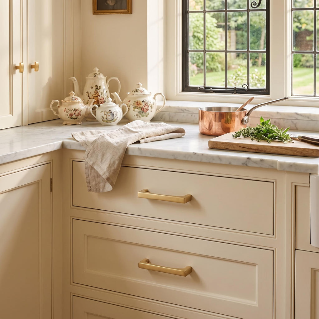 5 Pack Solid Handles 12-Inch(305mm) Satin Brass Cabinet Pulls,Heavy Duty Brushed Brass Handles Cabinets, Cupboards